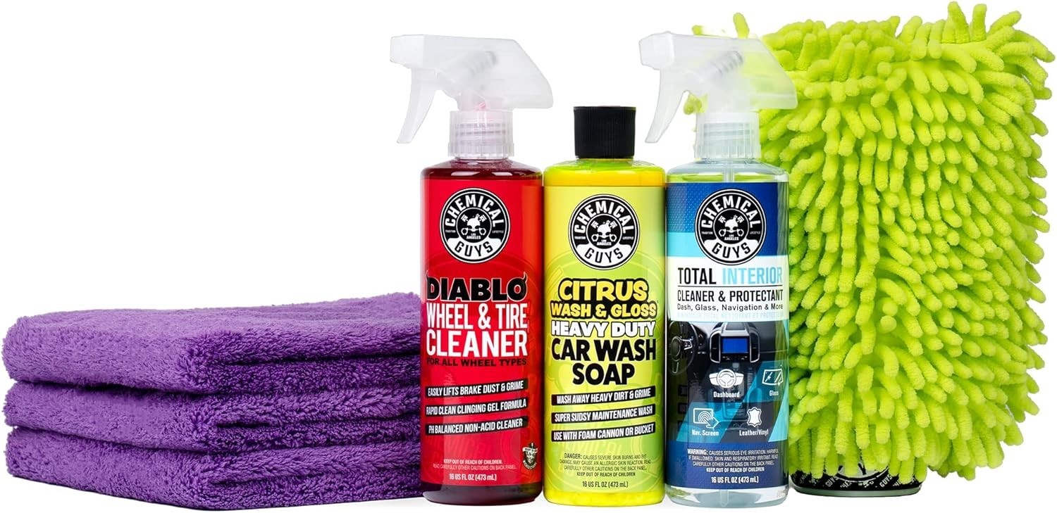 Clean and Shine Car Wash Starter Kit – 7-Piece Set with 3 x 16 oz
