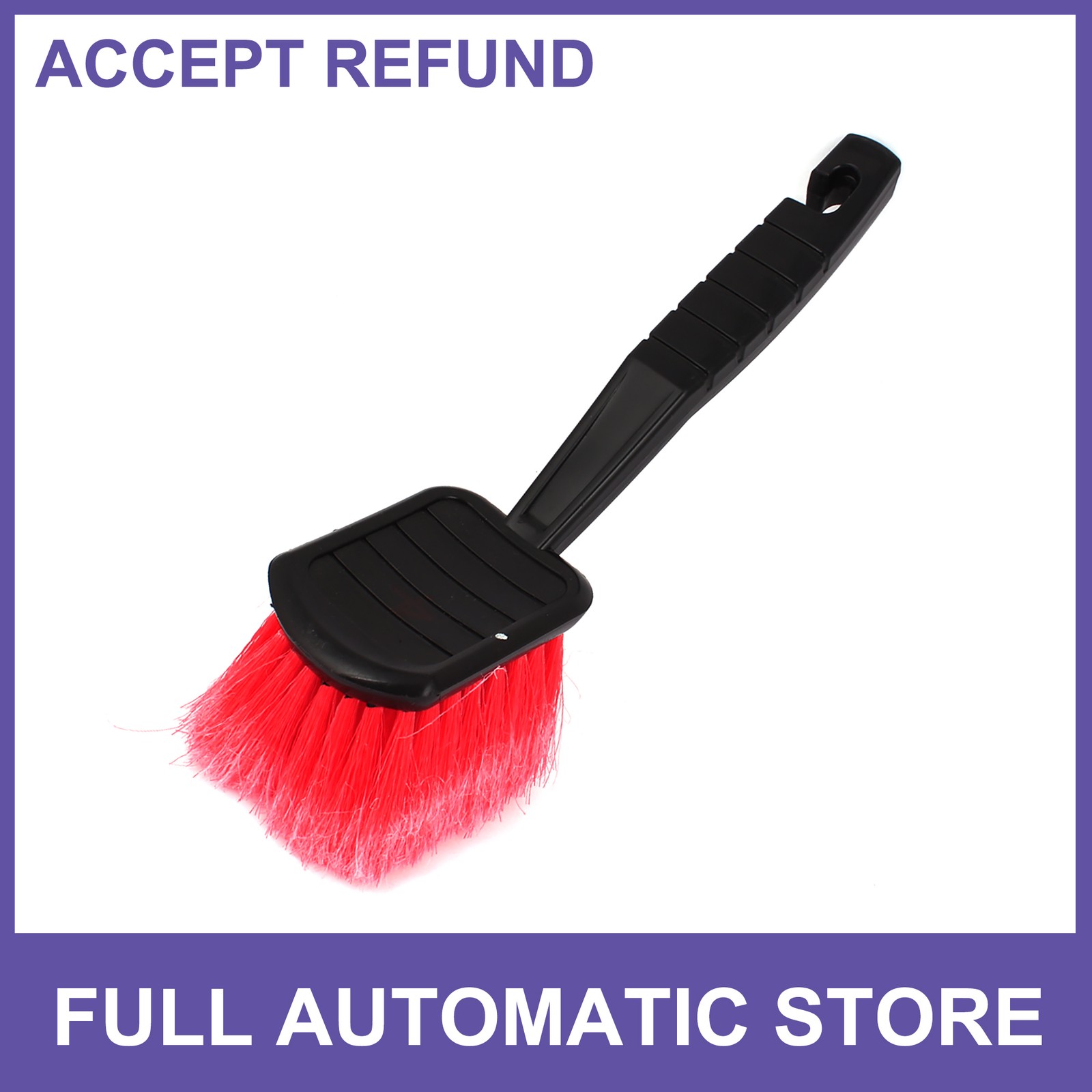 7″ Long Black Handle Soft Bristle Car Wash Brush Detailing Cleaning Scrub Red