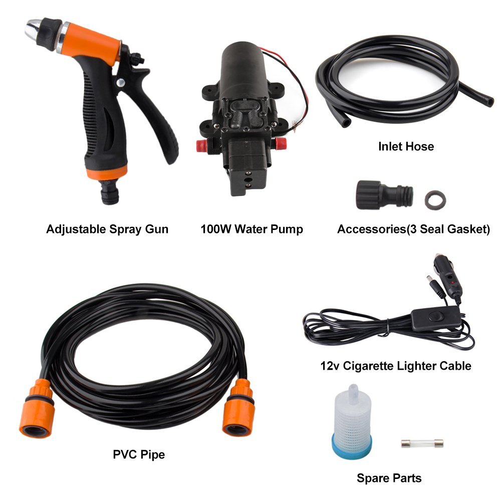12V High Pressure Self-Priming Electric Car Portable Wash Washer Kit Water Pump