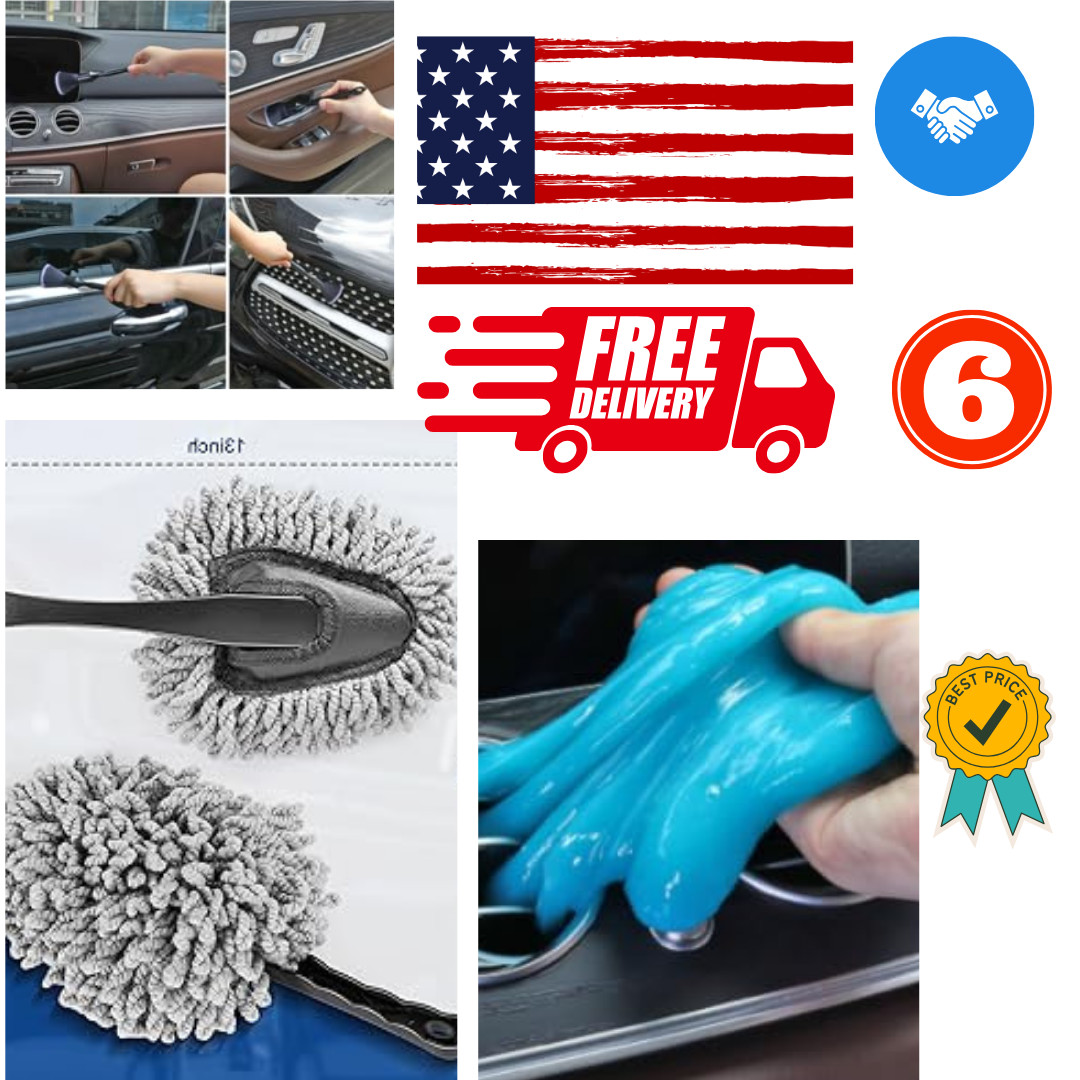 Car Interior Duster Detail Brush Cleaning Gel Kit, Soft Dash Vent Dusting Car