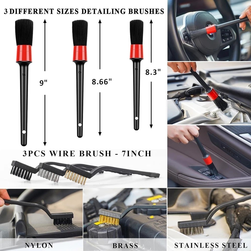 Set De Cepillos Para Detallado De Autos Kit De Detallado Autos De Limpieza 40Pcs