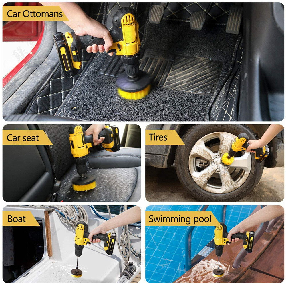 25pcs Car Drill Brush Cleaning Kit Interior Exterior Engine Wheel Multipurpose