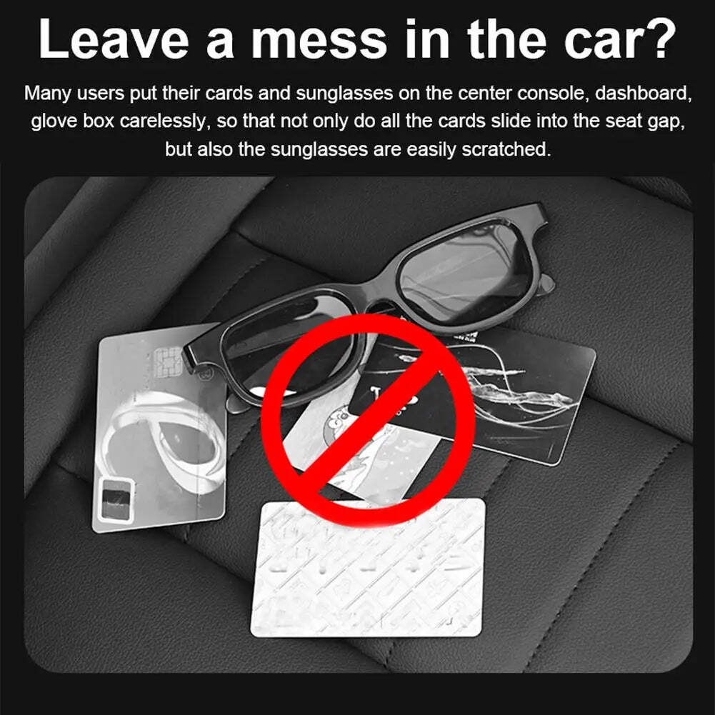 Car Sun Visor Organizer Multi-Pocket Business Card Storage Management Sunglasses