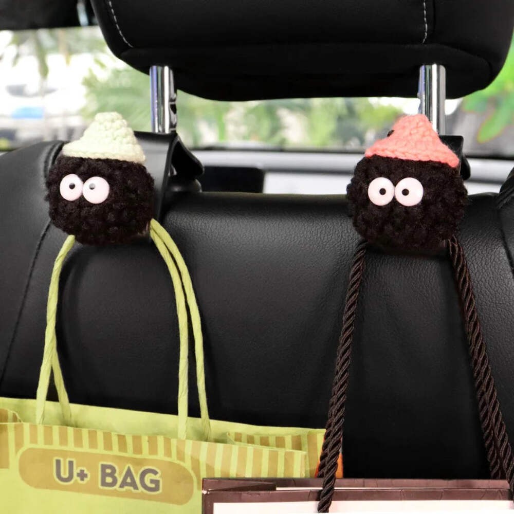 2PCS Cute Cartoon Ball Toy Car Seat Back Hooks Storage Vehicle Headrest Interior