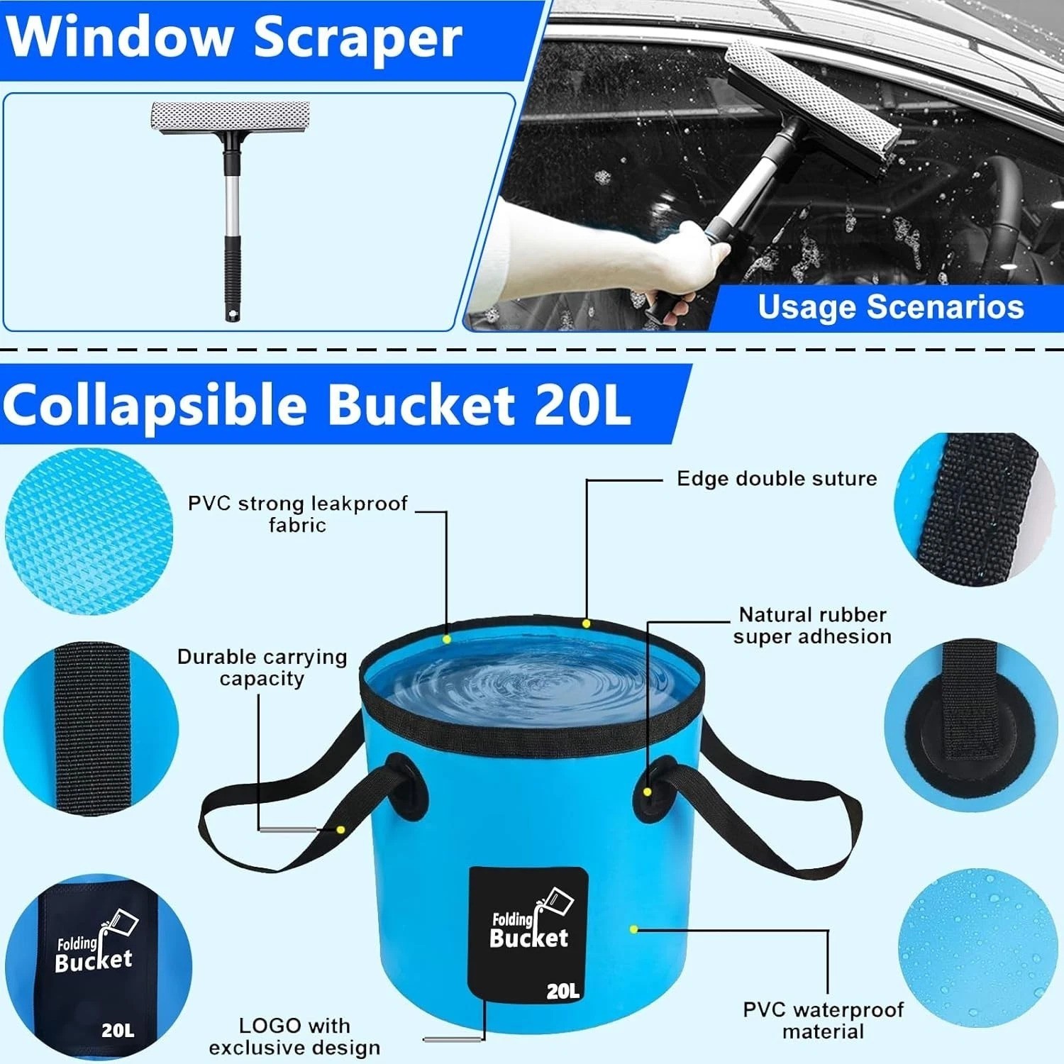 Deluxe Auto Wash Set: Foam Sprayer, Large Bucket, Interior Brushes