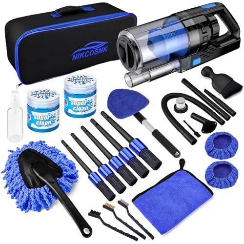 17pcs Car Detailing Kit – Interior Cleaner, Handheld Vacuum, Brushes & Tools