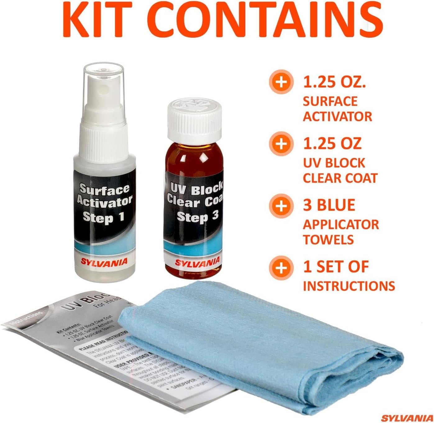 SYLVANIA – Headlight Restoration Essentials Kit – UV Block Clear Coat, Most…