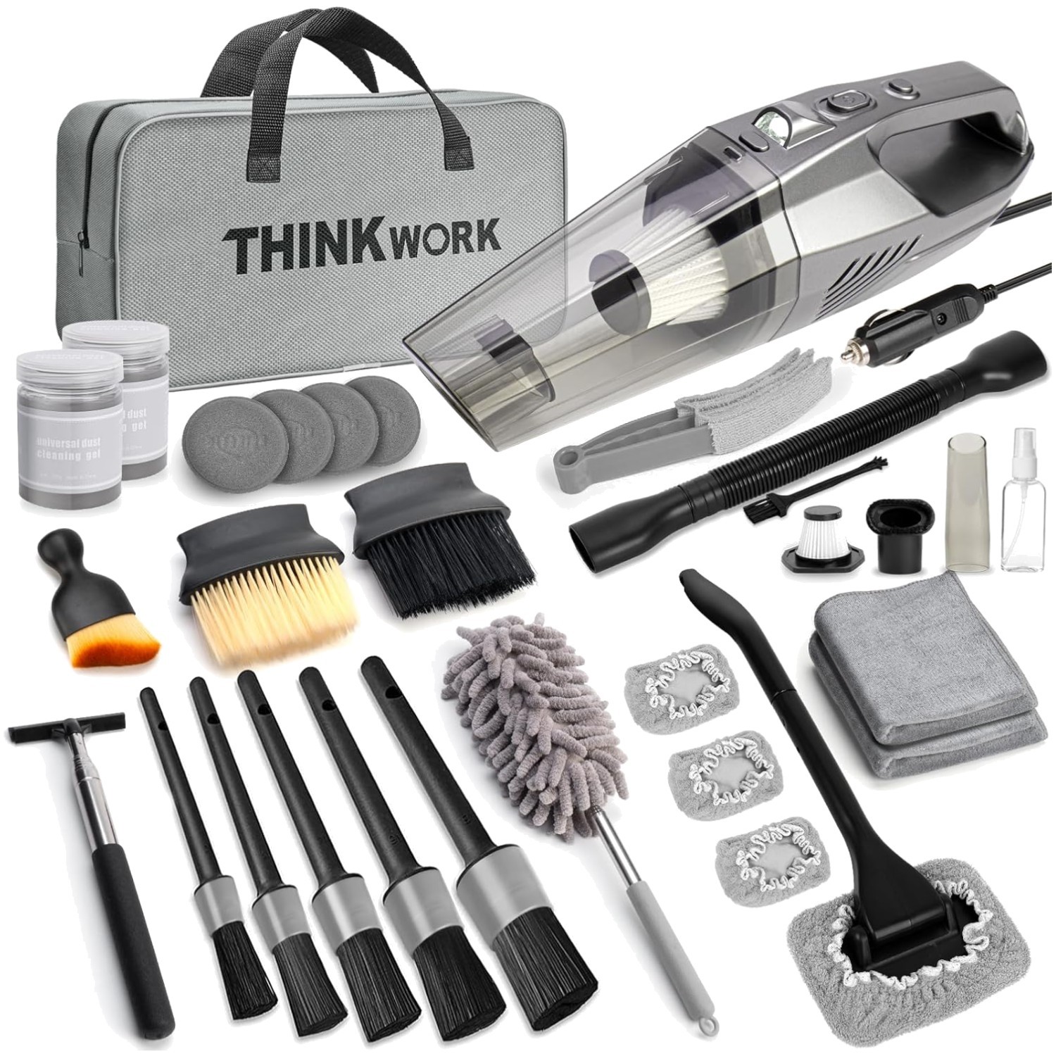 Ultimate 31-Piece Car Cleaning Kit with High-Power Handheld Vacuum & Brushes