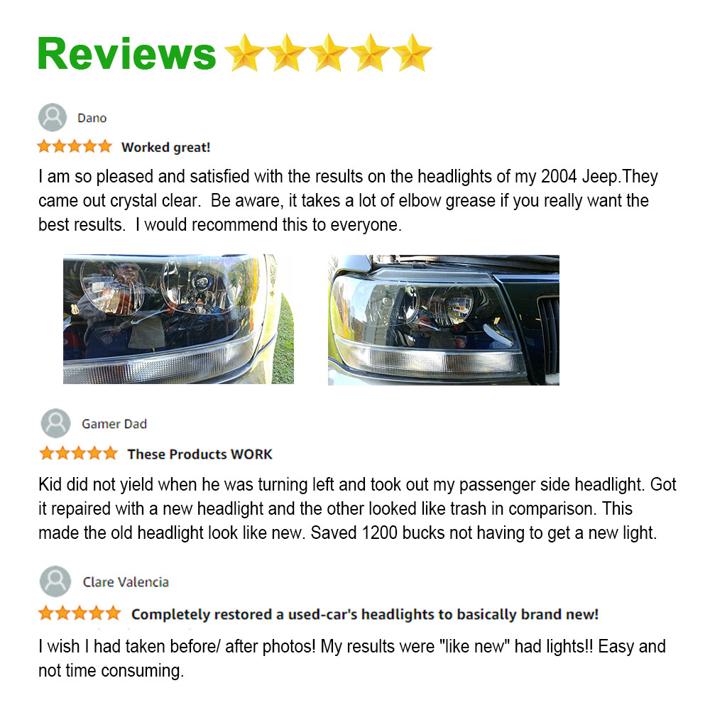 Headlight Restoration Kit Liquid Set Car Repair Polishing Kit Headlight Cleaning