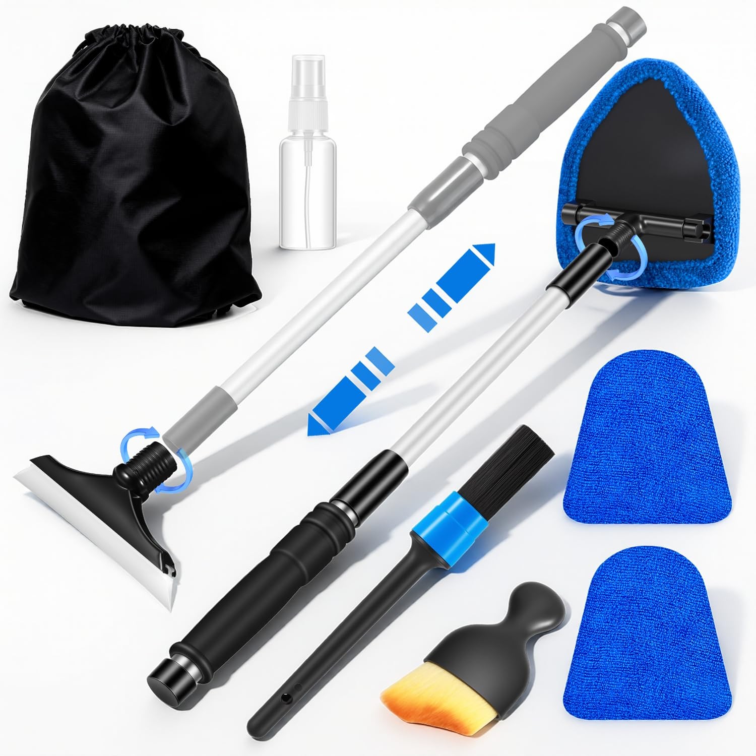 Windshield Cleaner Tool, Car Interior Cleaning Kit with Extendable