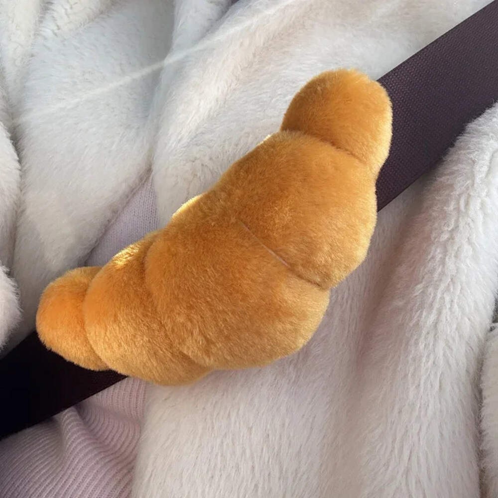 Cute Croissant Car Headrest Neck Pillow Plush Bread Seat Belt Cover Head