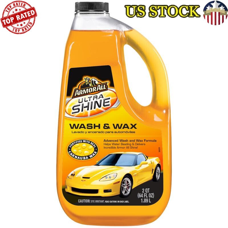 Car Wash & Wax 64 fl oz Gentle Cleaner Carnauba Wax Water Beading Shine New