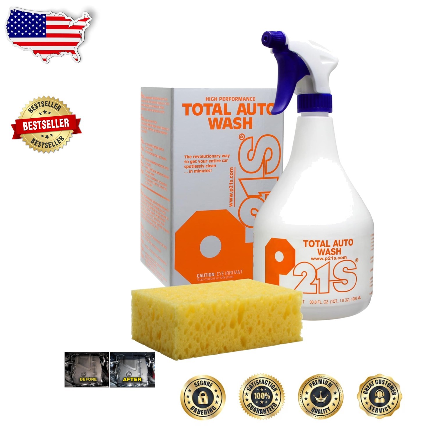 Intensive Auto Wash Spray 1000ml: Powerful Stain Remover, Fresh Scent, Residu…