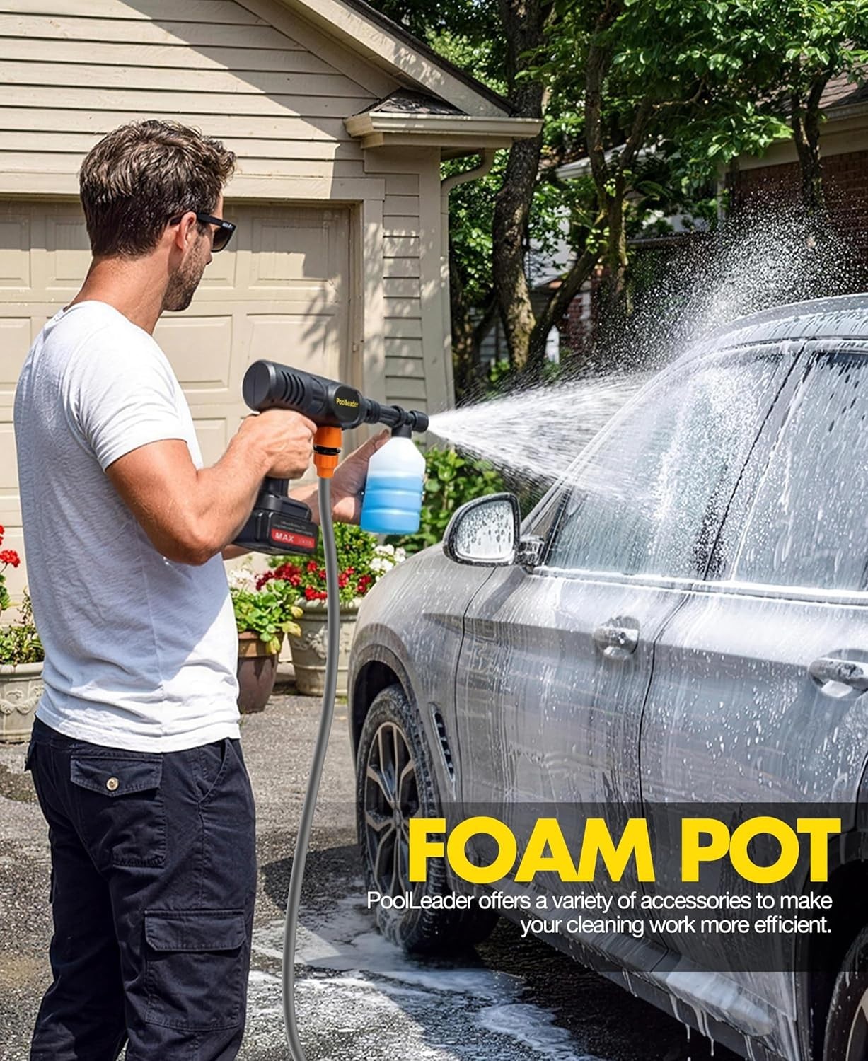 Efficient Handheld Cordless Car Washer with Foam Cannon – Ideal for Outdoor Use