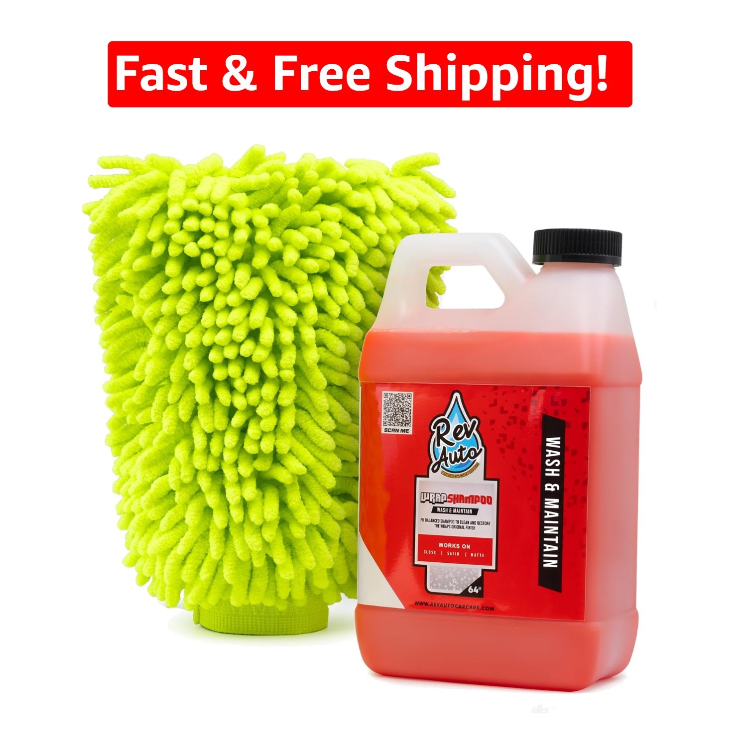 Vinyl Wrap Car Wash Soap Kit – 64oz Eco-Friendly Cleaner with Microfiber Mitt