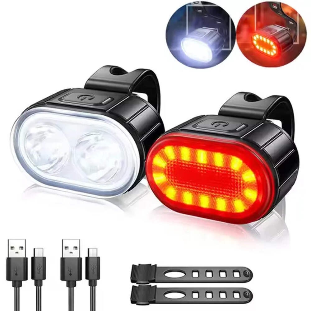 Cycling Bicycle Front Rear Light Set Bike USB Charge Headlight MTB