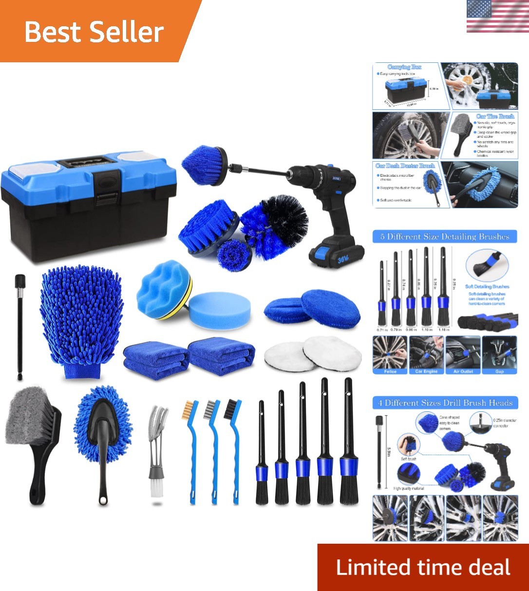 All-in-One Car Detailing Brush Set – 27-Pcs Kit for Interior & Exterior Care