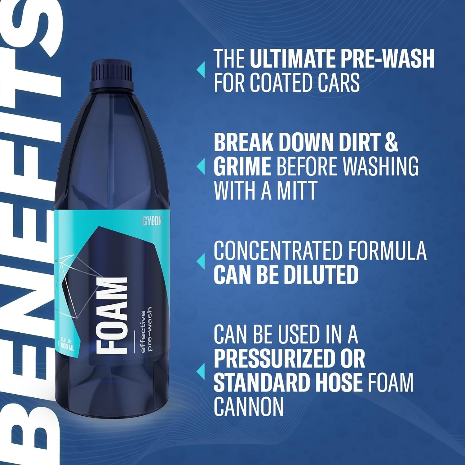 Car Foam Pre-Wash 33.8oz Touchless Snow Foam for Safe Paint Cleaning