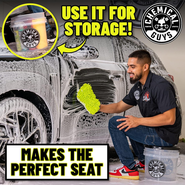 New Scratch-Free Car Wash Bucket Kit w/ Dirt Trap Mitt Soap