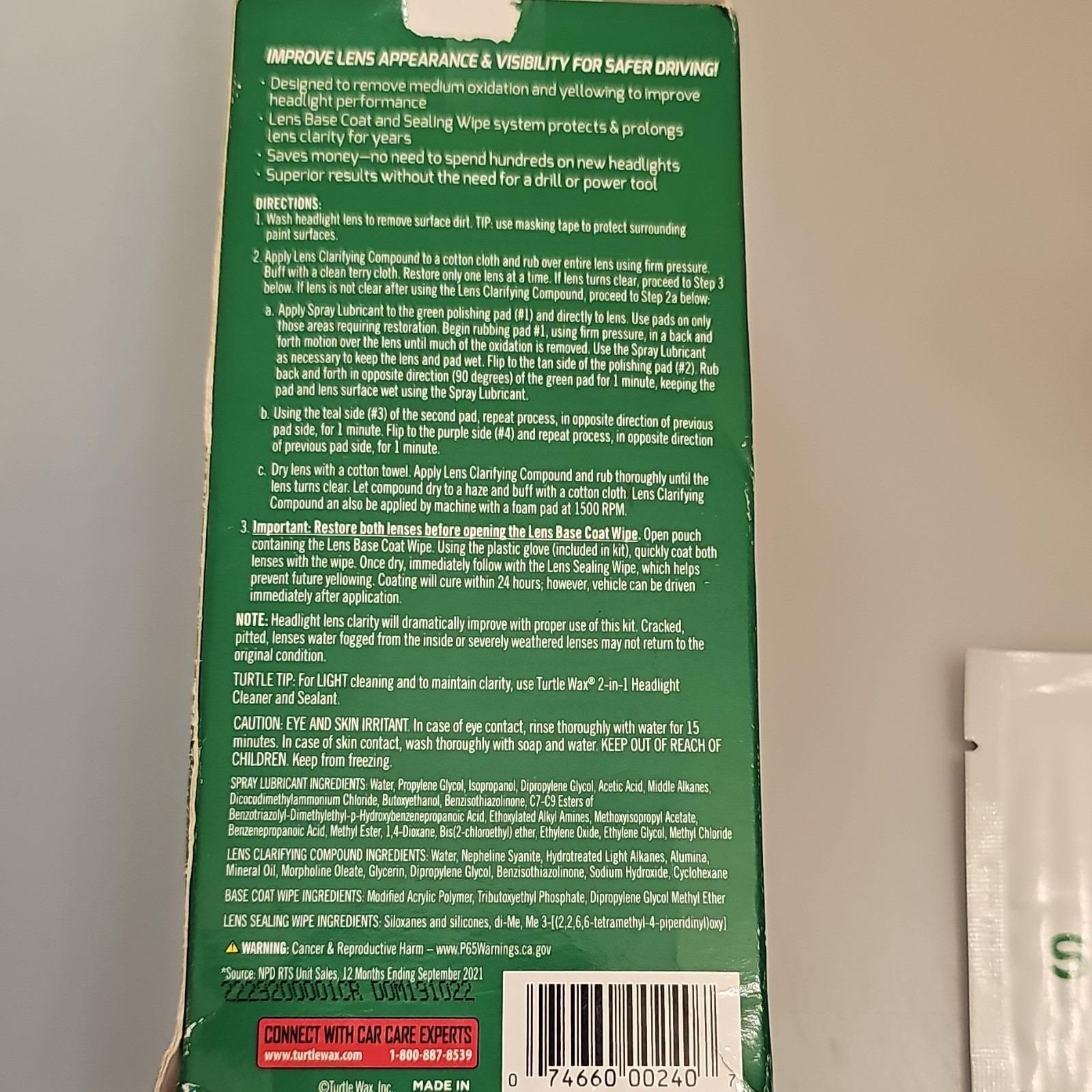 Turtle Wax Speed Headlight Lens Restorer Kit – Heal & Seal Technology