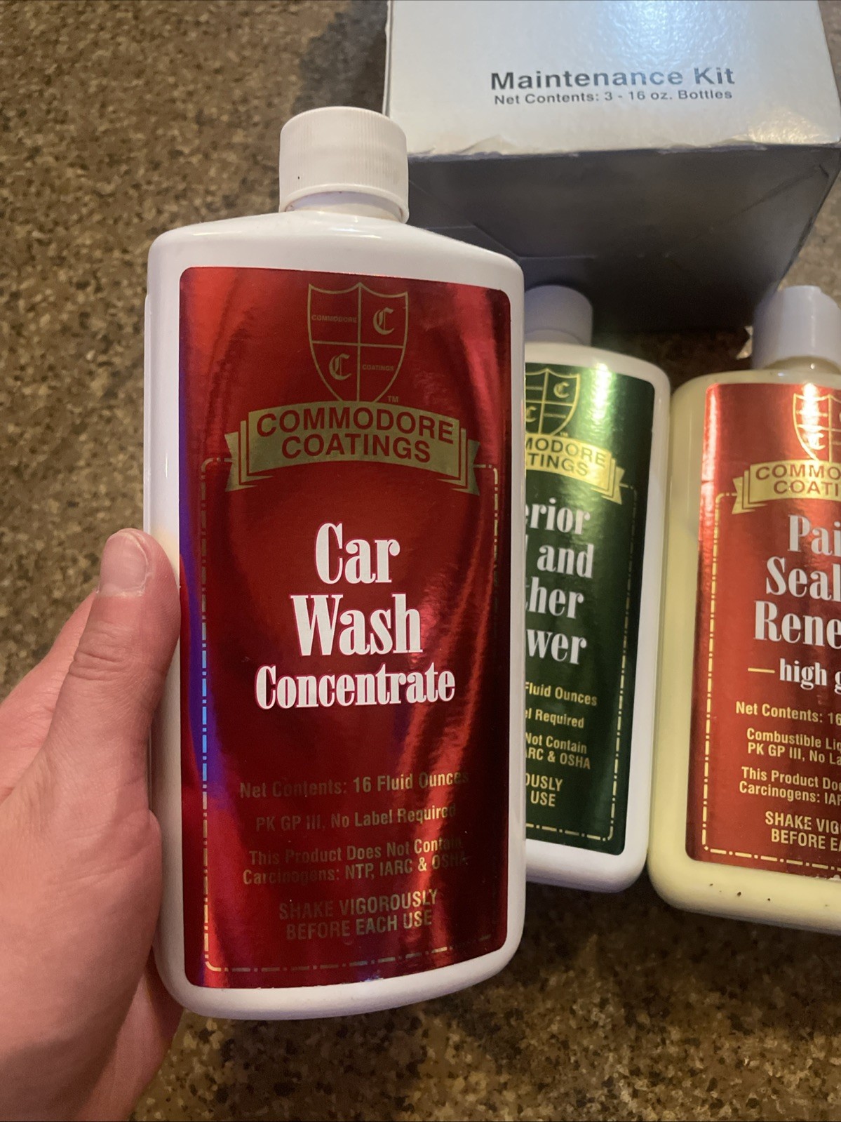 3 Pc SET Commodore Coating Maintenence Kit Car Wash Concentrate Interior Renewer