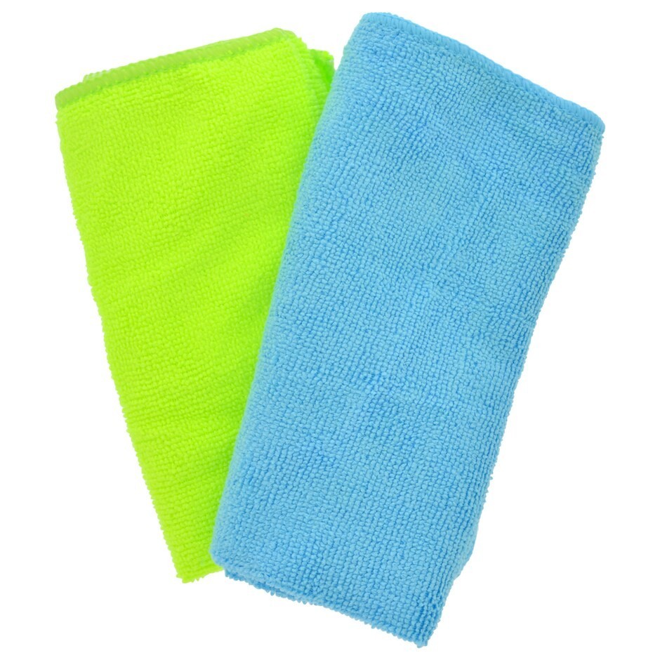 Microfiber Cleaning Towels, 2ct. Blue and Green