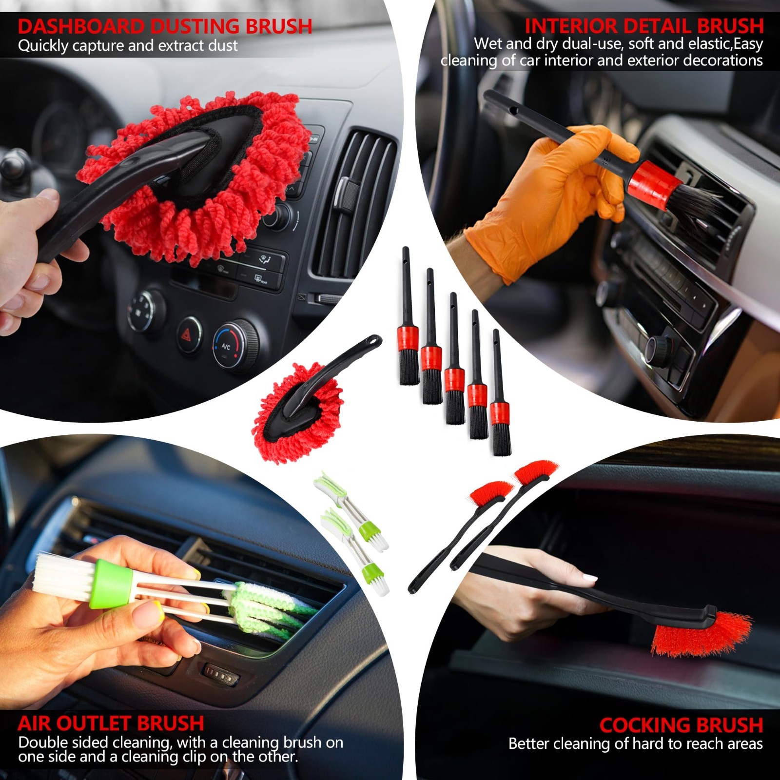 35Pcs Car Detailing & Cleaning Kit – Windshield Tool, Wheel Brush, Polishing & W