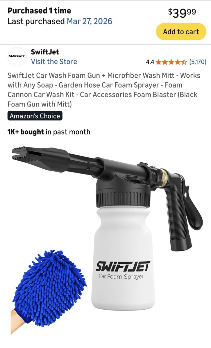 SwiftJet Car Wash Foam Gun and Microfiber Wash Kit