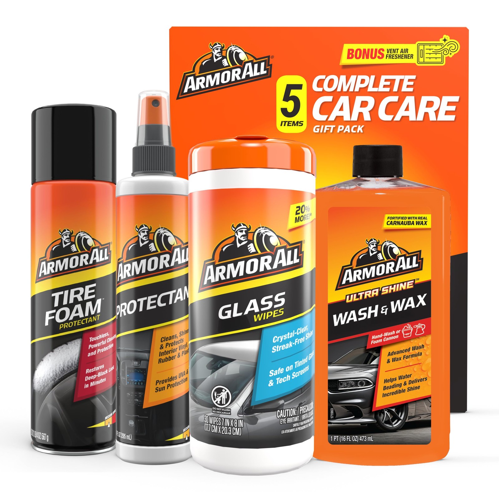 Armor All Car Cleaning Kit, Glass Wipes, 1 Count (Pack of 1), Multicolor