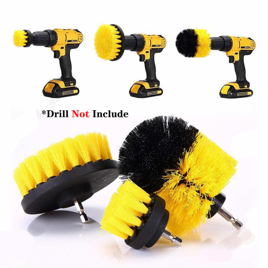 4pcs Home Drill Brush Attachment Power Scrubber Car Clean Kit Combo Scrub Basin