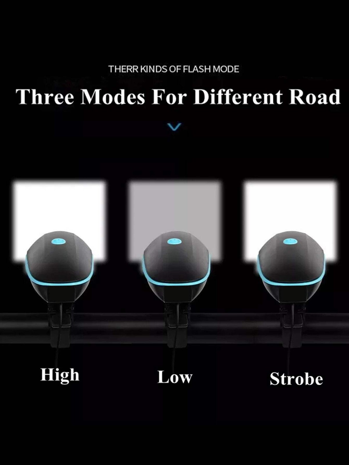 Bicycle LED Head Light with Horn Speaker 3 Modes Front remote
