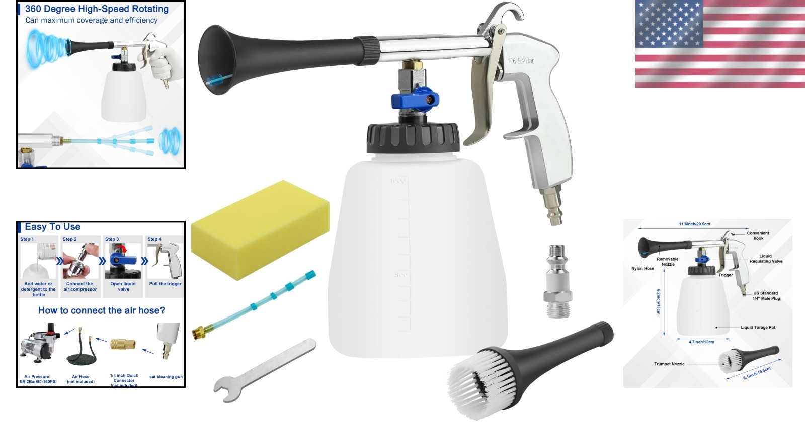 Versatile Car Cleaning Gun Kit with Water Spray & Ergonomic Handle for Quick Use