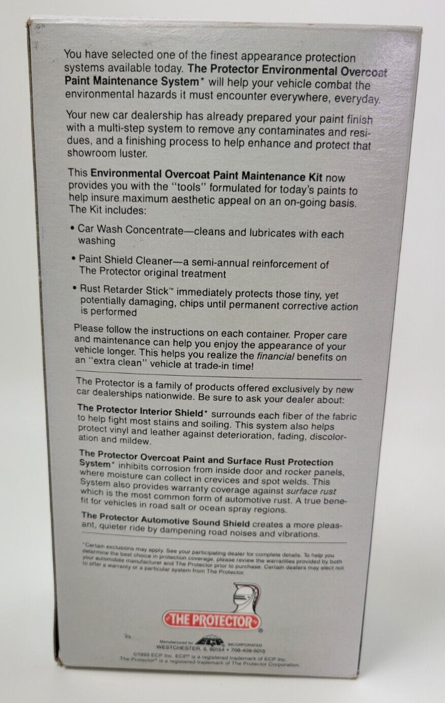 Vtg NOS The Protector Environmental Overcoat Paint Maintenance System Kit ECP