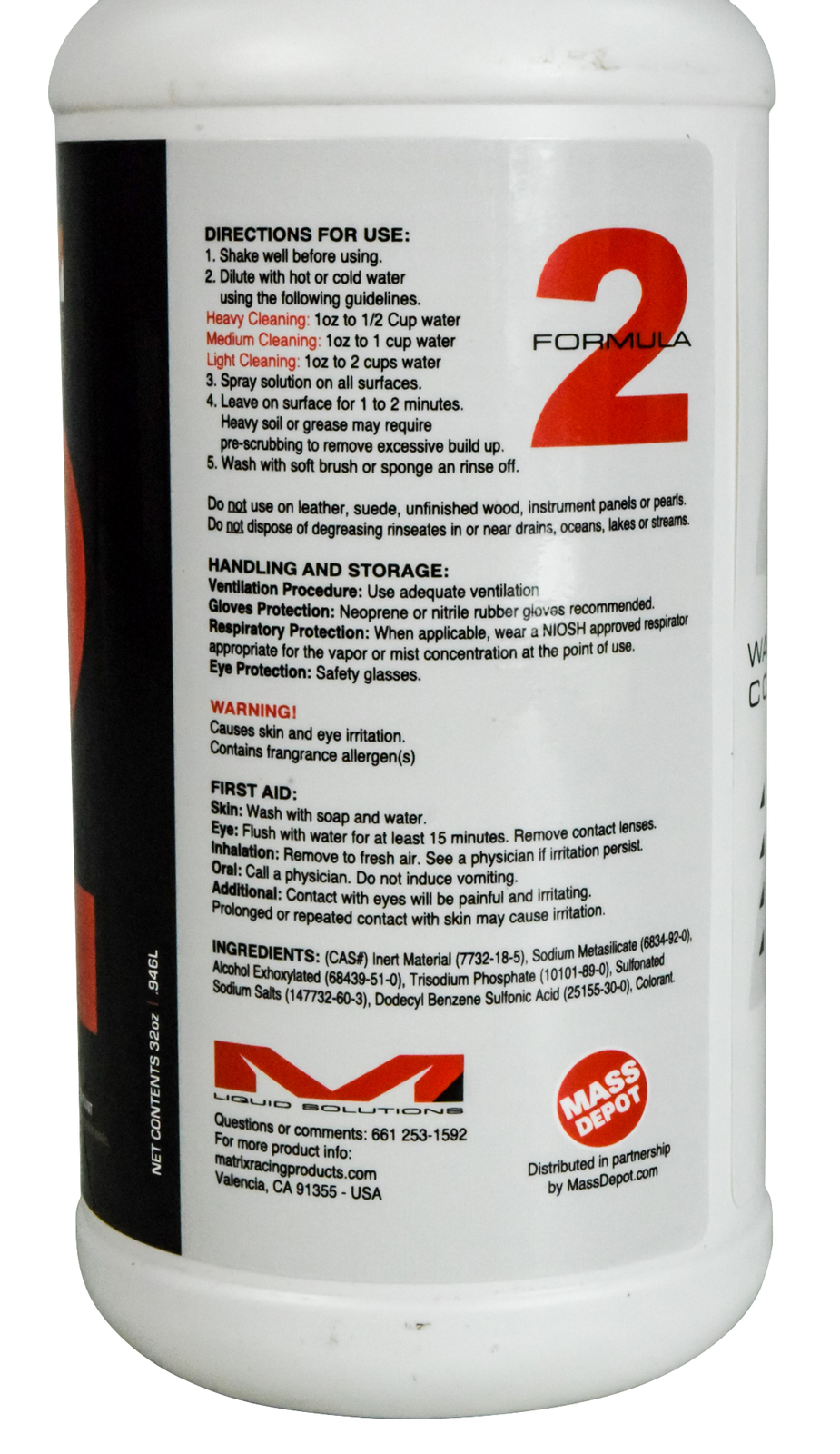 Matrix Liquid Solutions Formula 2 Biodegradable Wash Degreaser 32oz 3 Pack