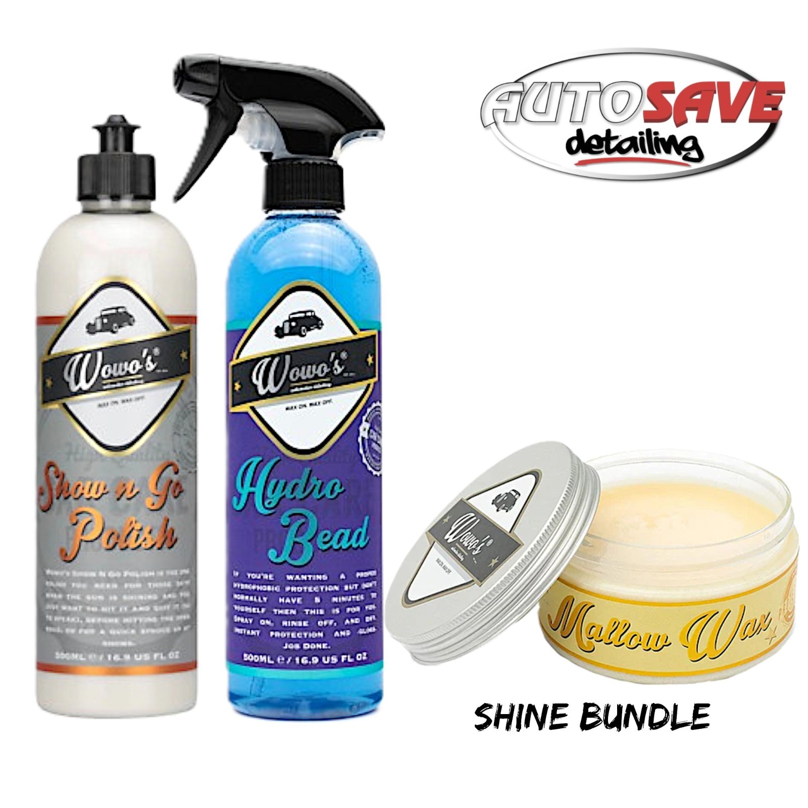 Wowo’s – Shine Bundle |500ml |3 Products |Polish |Hydro Bead |Mallow Wax 200ml