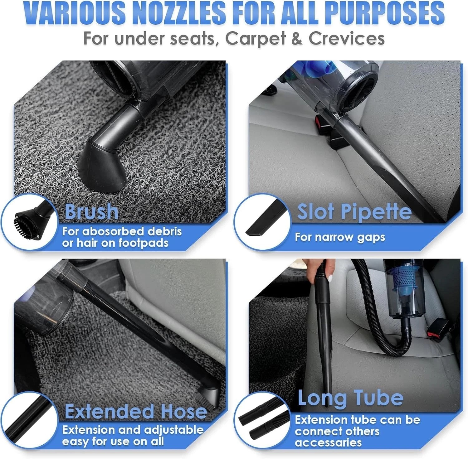 Portable Car Detailing Kit with Powerful Vacuum & Multi-Purpose Cleaning Tools