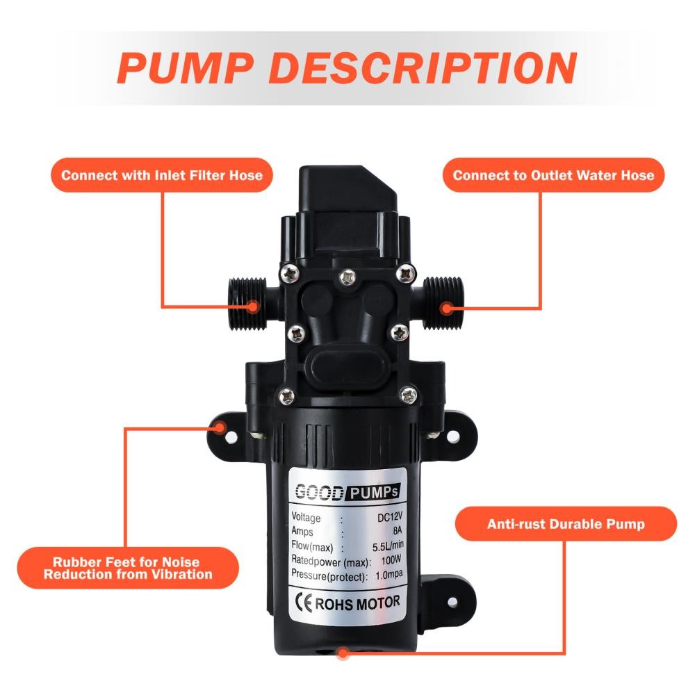 12V 160PSI Washdown Wash Pump Kit Electric DIY Car Washer Cleaner Sprayer ！