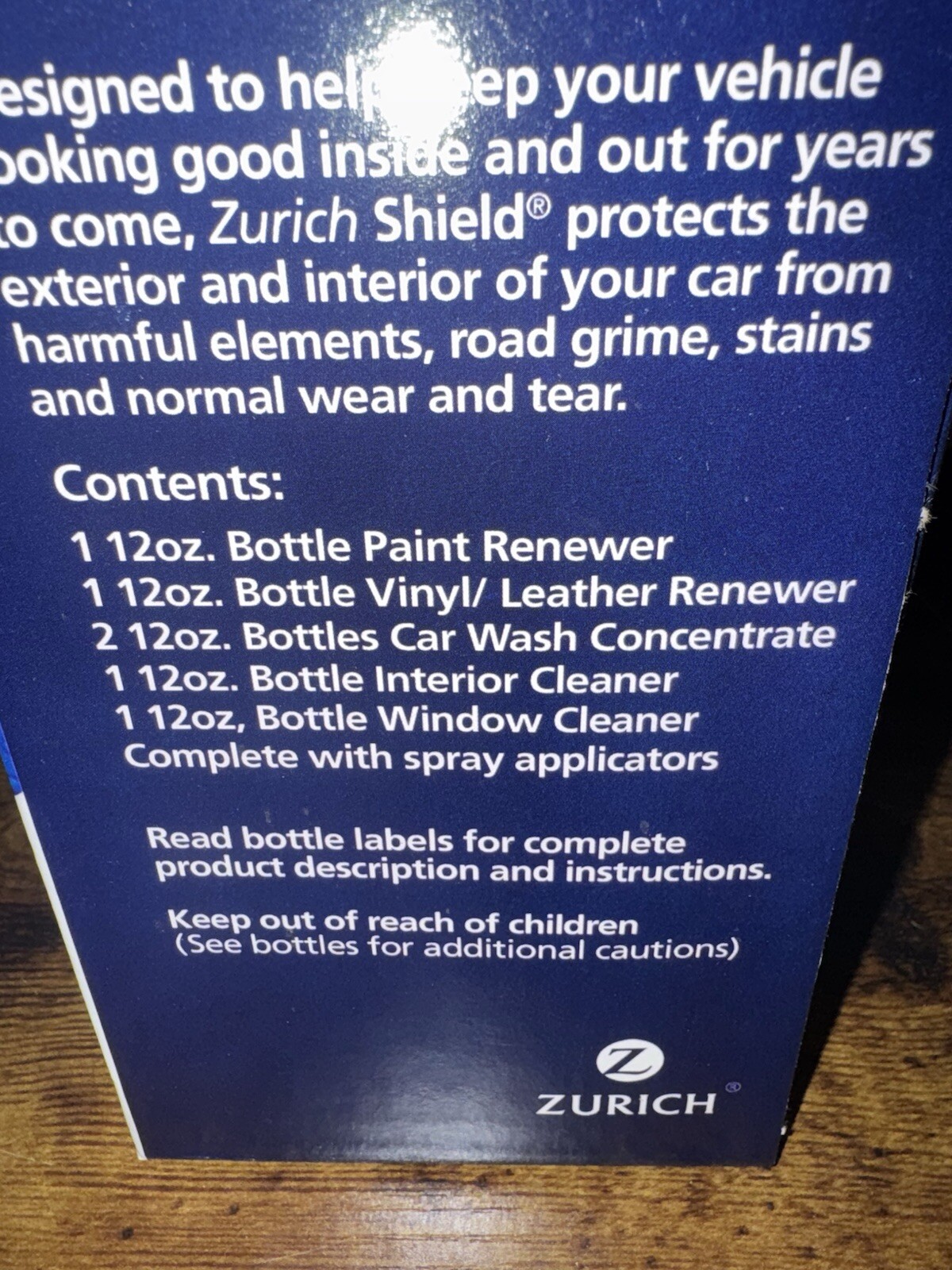 Zurich Shield Automotive Interior Exterior Customer Care Detail Kit Car Wash