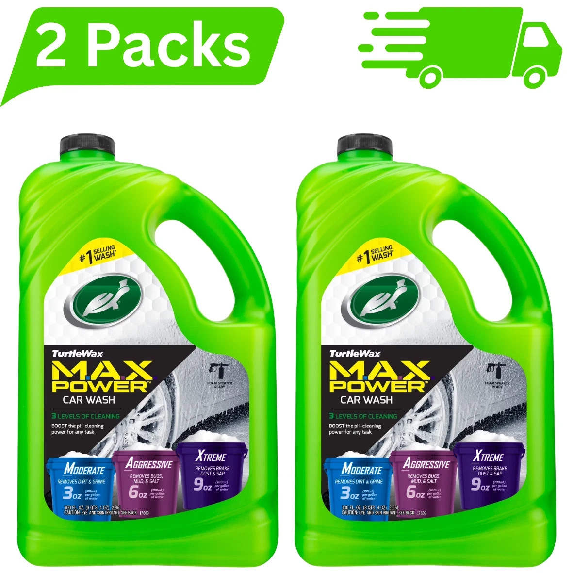 Turtle Wax 50597 Max-Power 3 Levels of Cleaning Car Wash, 100 oz – 2 Pack