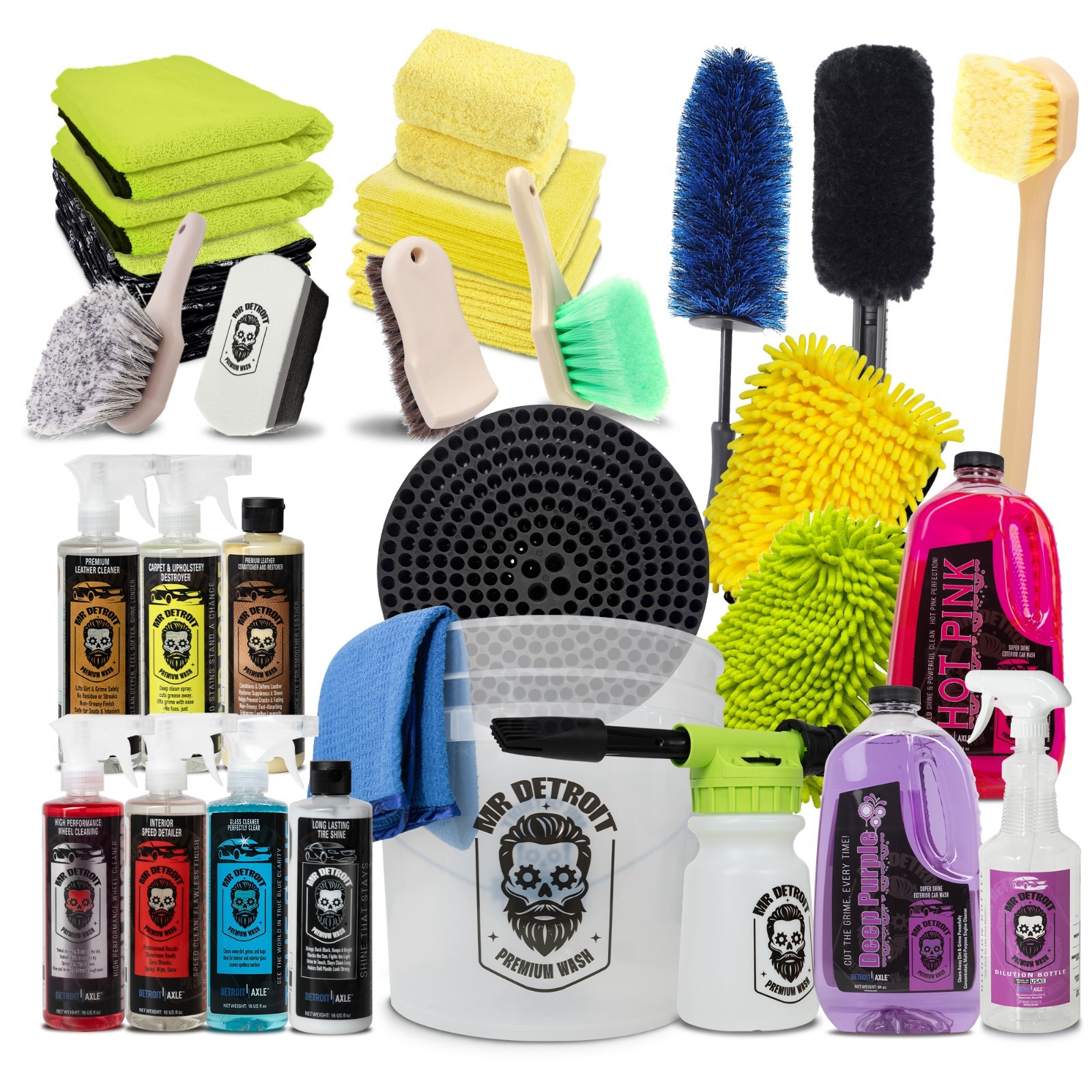 Mr. Detroit – 29pc Car Wash & Detailing Kit for Interior & Exterior Care