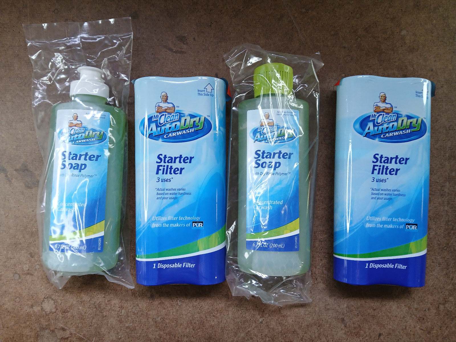 Mr. Clean Auto Dry Car Wash Starter Soap 6.7oz and Starter Filter New. 2 Of Each