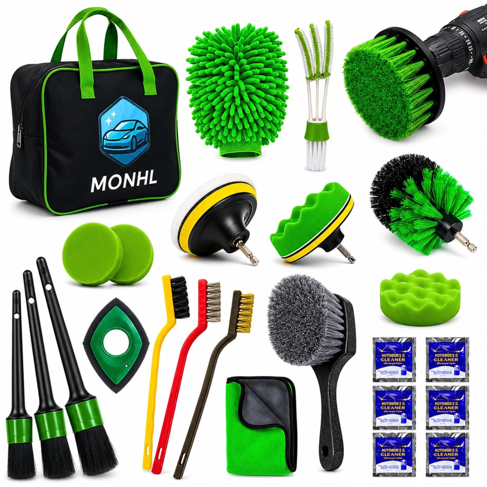 26Pcs Car Detailing Kit – Complete Car Cleaning Supplies, Drill Brush, Wash Mitt