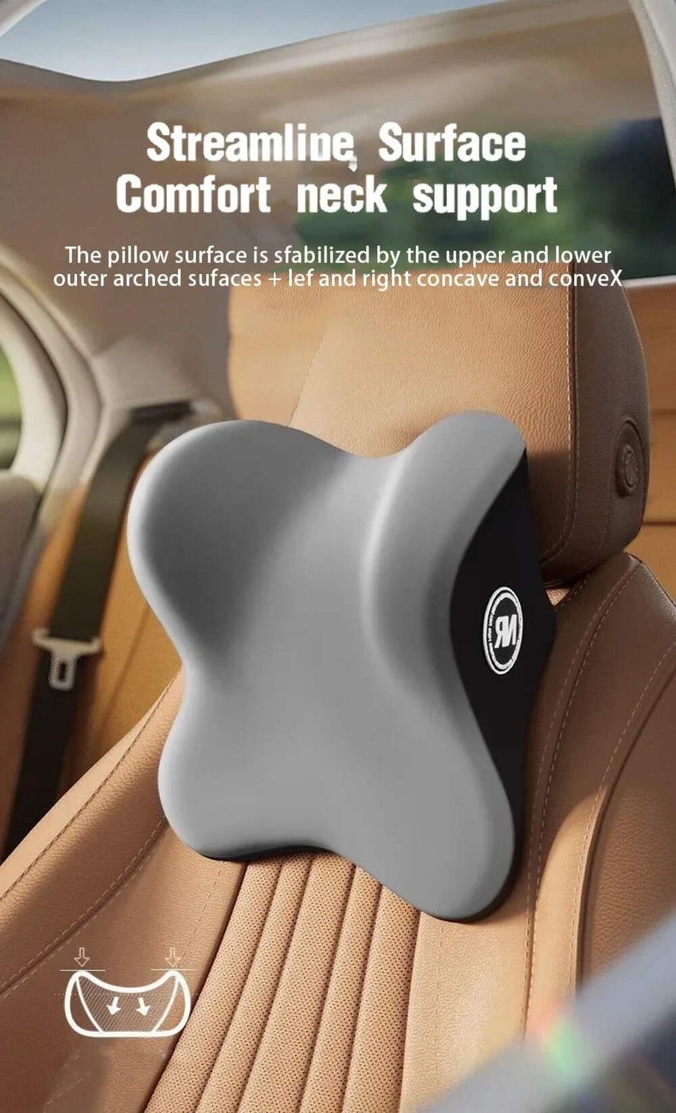 Memory Foam Car Universal Headrest Lumbar Cushion Back Pillow Interior Protector
