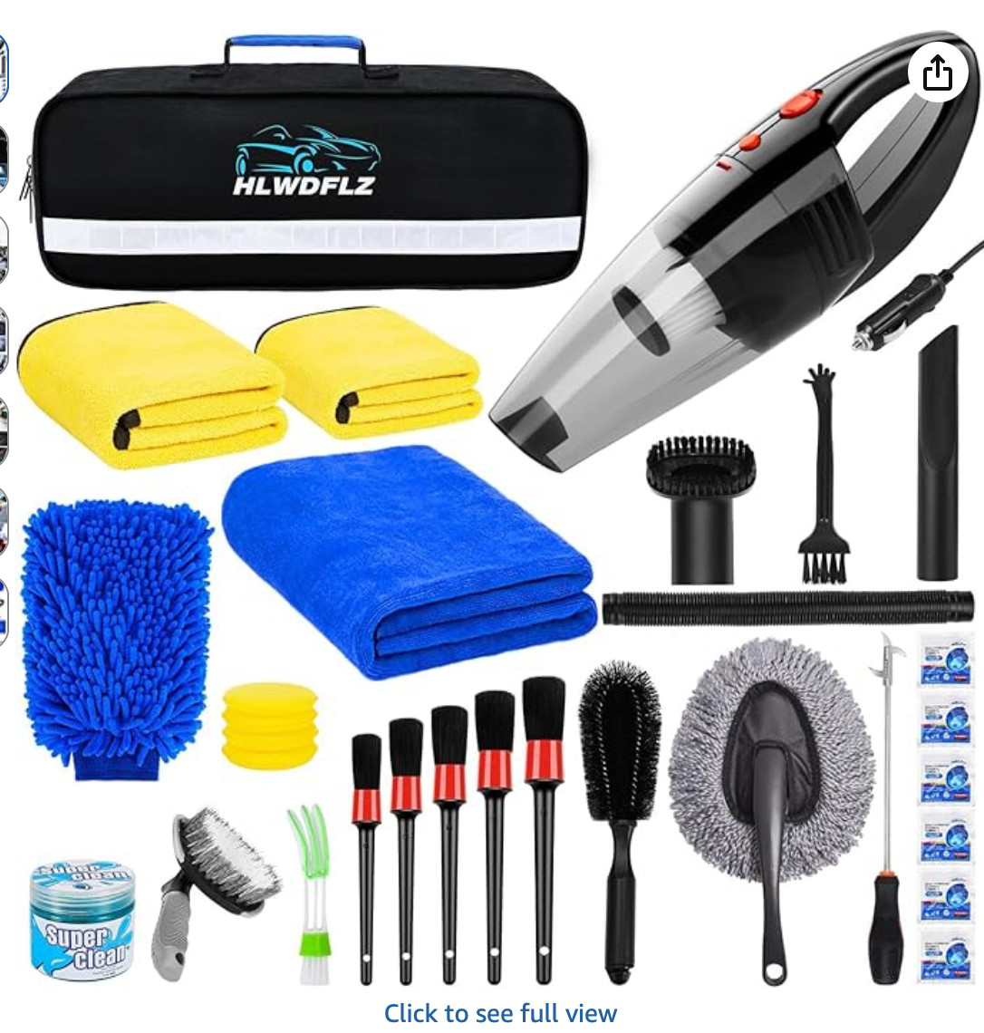30PCS Car Wash Cleaning Kit – High Power Portable Car Vacuum Cleaner
