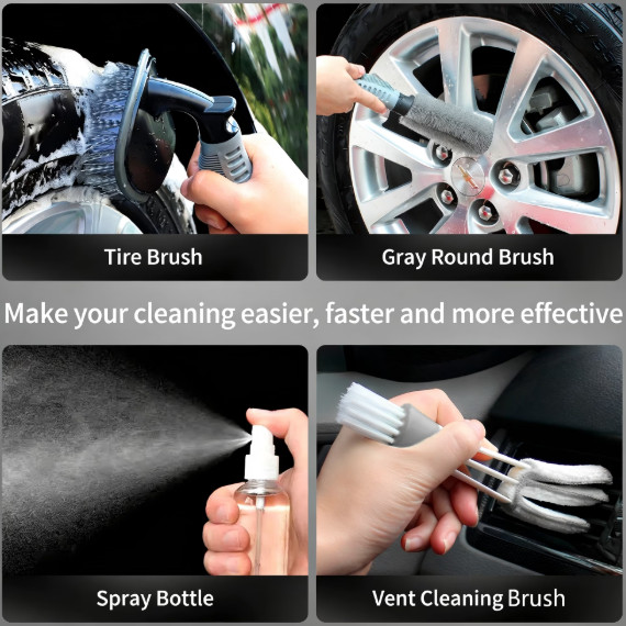 Car Detailing Kit 28PCS Interior Exterior Cleaning Tools Windshield Set