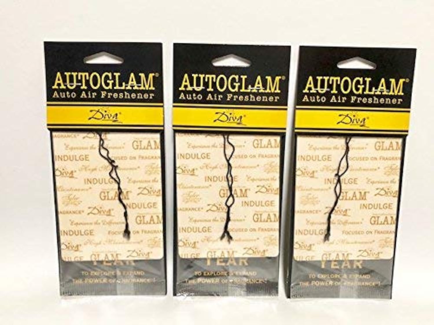 Tyler Candles Autoglam Auto Air Freshener, Diva, 3 Count (Pack of 1), Yellow