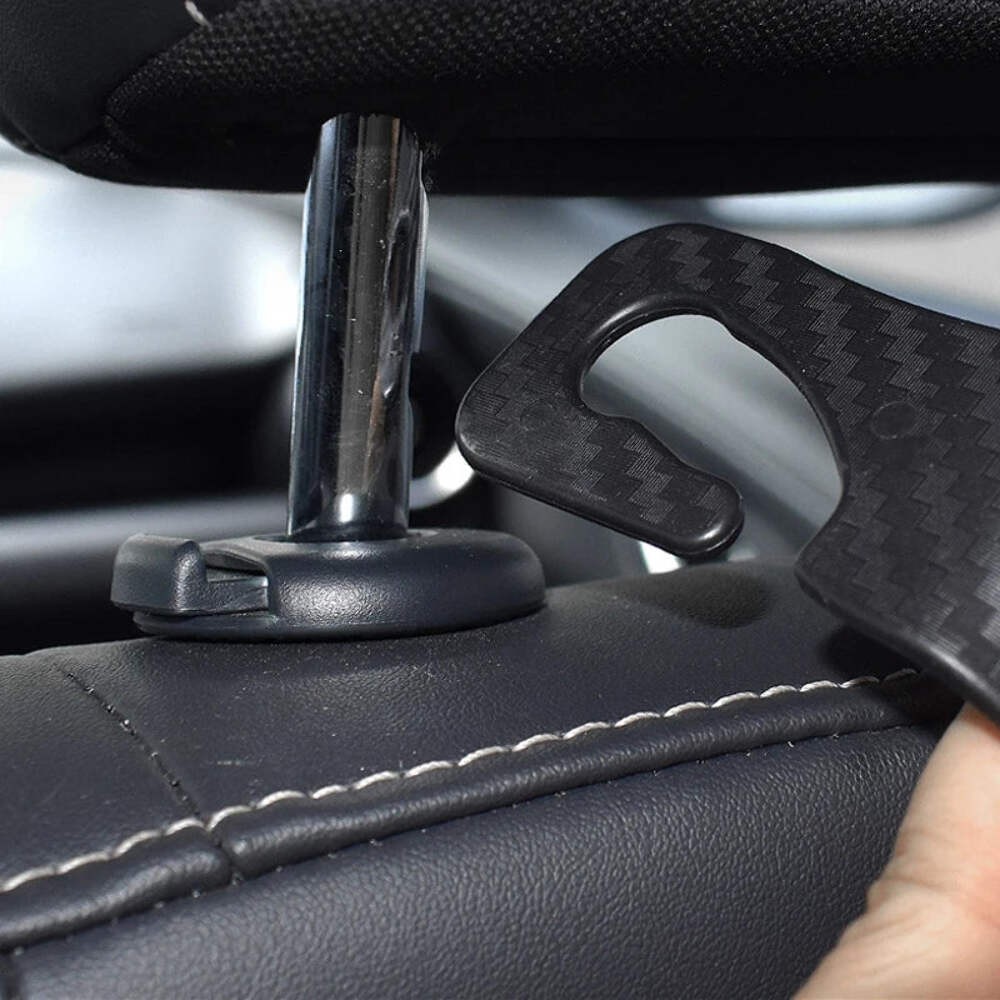 4Pcs Carbon Fibre Hook Car Seat Headrest Auto Back Organizer Hanger Interior