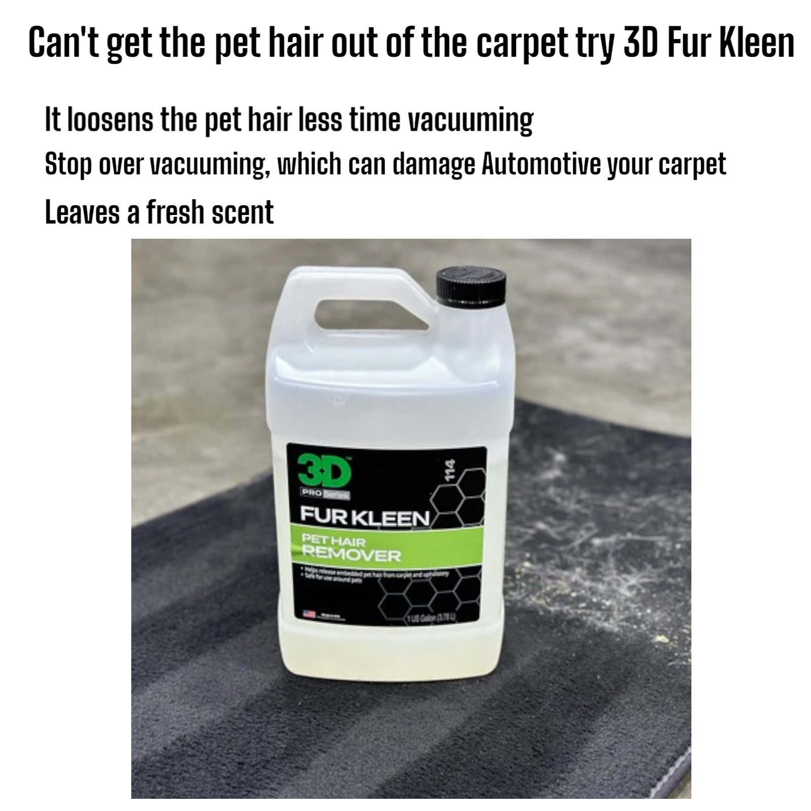 3D Fur Kleen Pet Hair Remover Spray 16oz