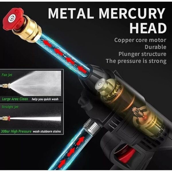 Portable Cordless Electric High Pressure Water Spray Gun Car Washer Cleaner Tool