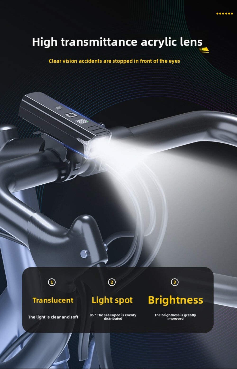 Bicycle lights bike cycling TYPE-C charging digital display